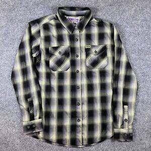 Dixxon Flannel Company Shirt Womens L Green Black "The Ace" Bamboo Long Sleeve